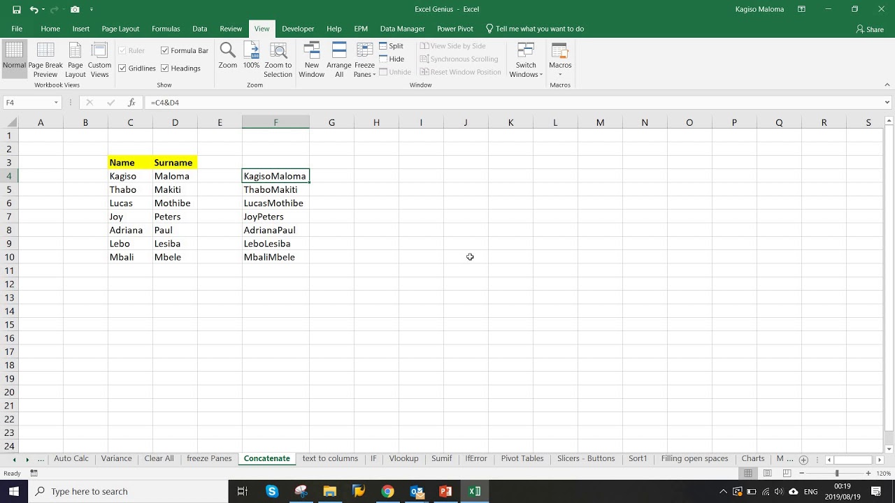 Concatenate excel не видит